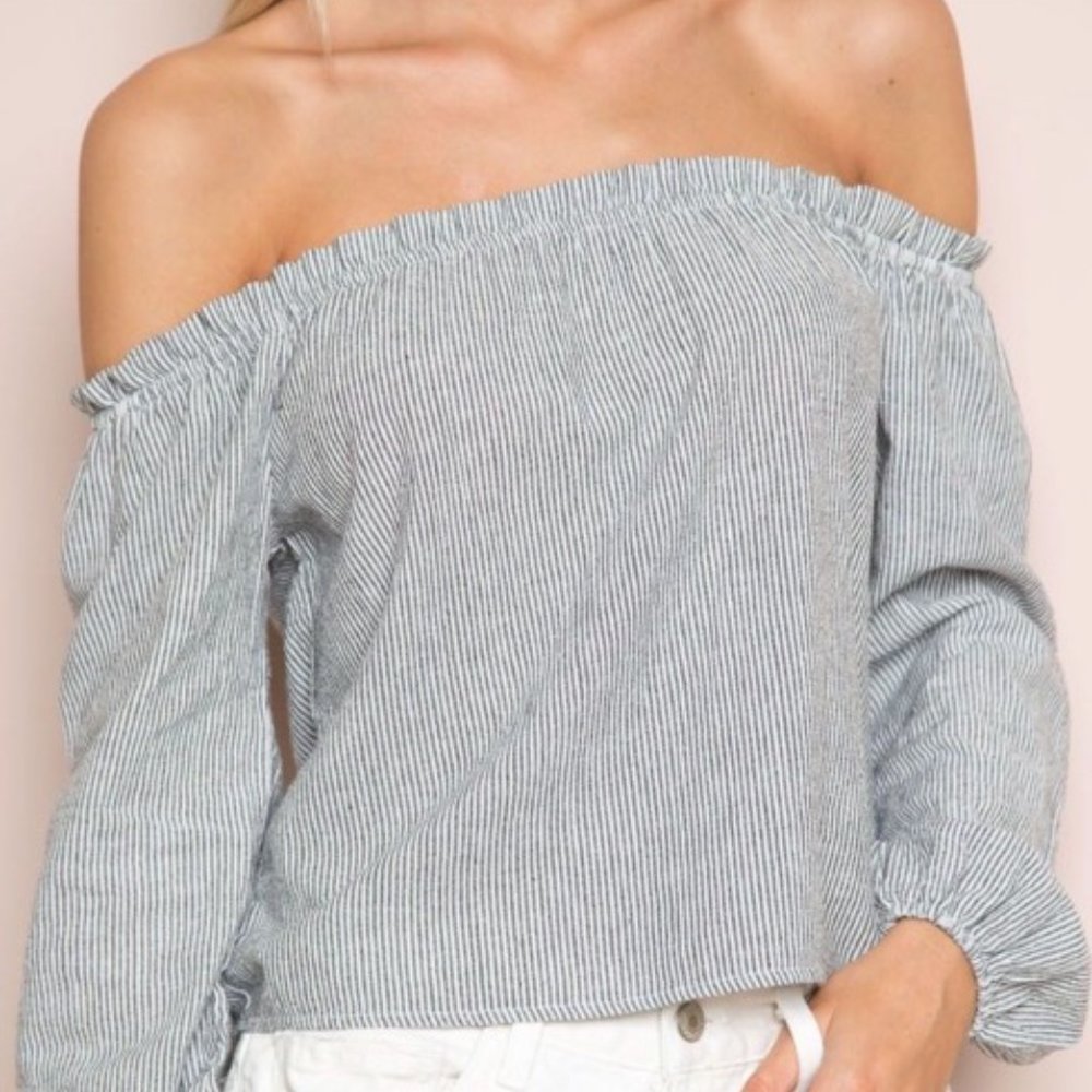 Brandy Melville Pinstripe Off The Shoulder
